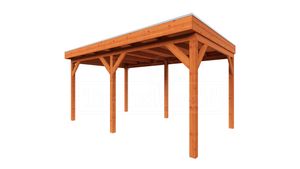 Trendhout Overkapping Casa 490x330 cm- Plat dak- Onbehandeld lariks Douglas hout- Trendhout