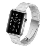 Eenvoudige mode hars horlogebandje voor Apple Watch serie 5 & 4 44mm & serie 3 & 2 & 1 42mm (Pearl White)