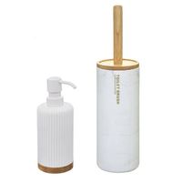 WC-/toiletborstel en houder kunststof wit met zeeppompje 270 ml - Badkameraccessoireset
