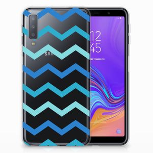 Samsung Galaxy A7 (2018) TPU bumper Zigzag Blauw