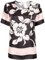 P.A.R.O.S.H. haut en soie à fleurs - Noir