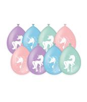 Ballonen unicorn 30 cm 8 stuks pastel
