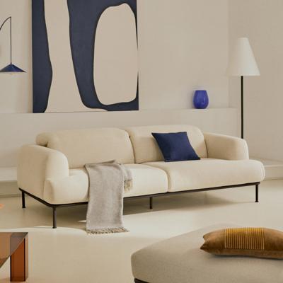 Kave Home 2-zits Bank 'Aurum' Chenille, Met verstelbare hoofdsteun, kleur Ecru/Donkergrijs