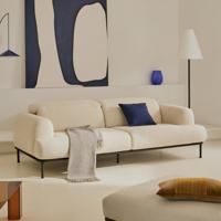 Kave Home 2-zits Bank 'Aurum' Chenille, Met verstelbare hoofdsteun, kleur Ecru/Donkergrijs