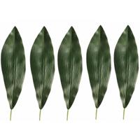 Kunst Aspidistra blad - 5x - 75 cm - donkergroen - kunstplant bladeren/stelen