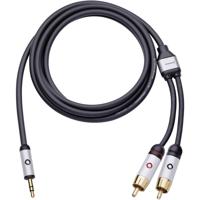 Oehlbach I-CONNECT J-35/R Cinch / Jackplug Audio Aansluitkabel [2x Cinch-stekker - 1x Jackplug male 3,5 mm] 1.50 m Zwart Vergulde steekcontacten - thumbnail