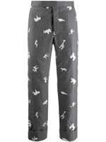 Thom Browne pantalon de costume crop à détails brodés - Gris