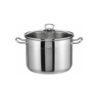 Soeppan - met glazen deksel - 10 liter - D24 cm - RVS - grote pan