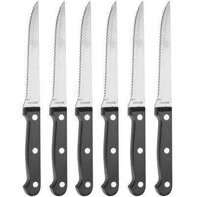 Steakmessen - set 6x - zwart - RVS - vaatwasser bestendig - vleesmessen
