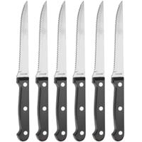 Steakmessen - set 6x - zwart - RVS - vaatwasser bestendig - vleesmessen