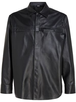 Karl Lagerfeld chemise en cuir à poches poitrine - Noir