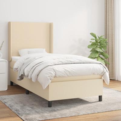 Boxspring met matras stof crèmekleurig 100x200 cm