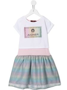 Aigner Kids robe à logo imprimé - Blanc