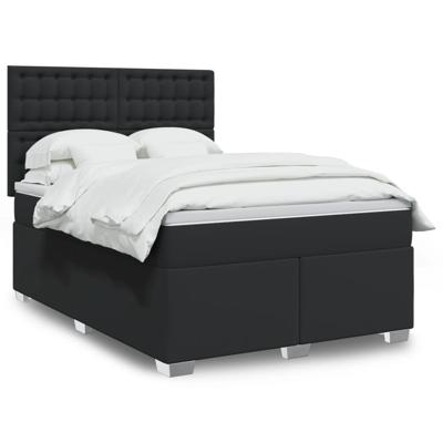 Boxspring met matras kunstleer zwart 140x190 cm