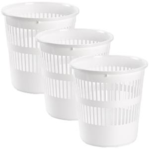 Plasticforte Afvalemmer - 3x stuks - 10L - 28 cm - kunststof - wit