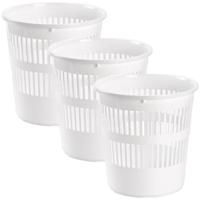 Plasticforte Afvalemmer - 3x stuks - 10L - 28 cm - kunststof - wit