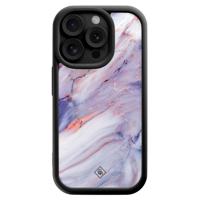 iPhone 15 Pro zwarte case - Marmer paars