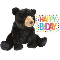 Pluche knuffel knuffelbeer 30 cm met A5-size Happy Birthday wenskaart - thumbnail