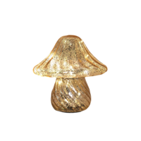 Paddenstoel glas led op batterij met timer 19x19 cm mercury goud - Annas collection