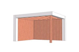 Trendhout Buitenverblijf Verona 400x335 cm - Plat dak model links - Combinatie 1- Plat dak- Onbehandeld lariks Douglas hout- Trendhout