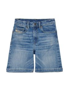 Diesel Kids short en jean D-Macs à effet usé - Bleu