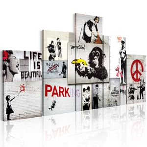 Schilderij - Street Crimes: Banksy Art , 5 luik