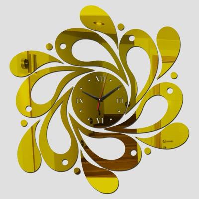 2 PC'S Home Crystal acryl kwarts spiegel klok sieraden klok Petal patroon klok (goud)
