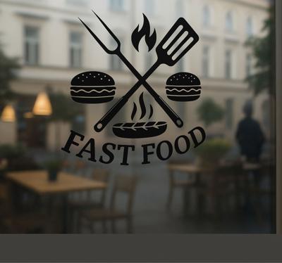 Fastfoodgereedschap restaurant sticker