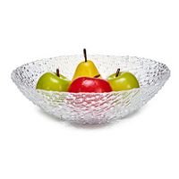 Grote fruitschaal van bewerkt glas rond 31 cm