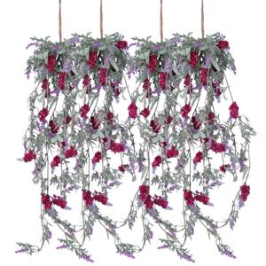 Decoris Lavendel Bloemen slinger - 4x stuks - Licht paars - kunstplanten - 80 cm