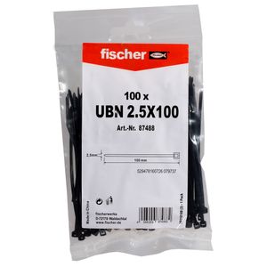 Fischer 87488 UBN Kabelbinder 100 mm 2.50 mm Zwart UV-stabiel 100 stuk(s)