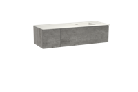 Storke Edge zwevend badmeubel 140 x 52 cm beton donkergrijs met Mata asymmetrisch rechtse wastafel in solid surface
