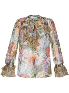 ETRO chemise volantée en soie à fleurs - Vert