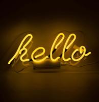 Glas Neon Licht - &apos;hello&apos; Wandbord Geel