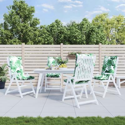 VidaXL Stoelkussens 4 st hoge rug bladpatroon oxford stof