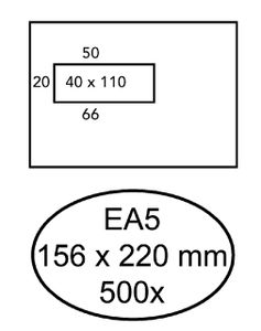 Envelop Hermes EA5 156x220mm venster 4x11links zelfkl 500st