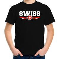 Zwitserland landen supporters t-shirt - zwart - kinderen - Fan kleding - EK / WK / Olympische spelen
