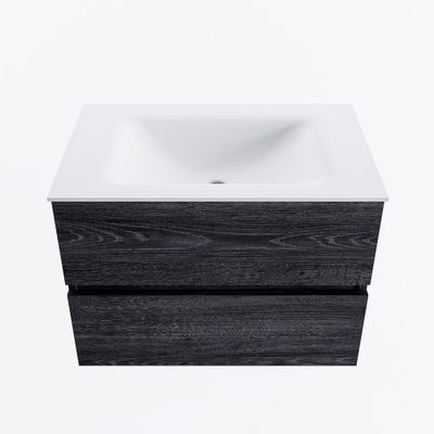 MONDIAZ VICA 70cm badmeubel onderkast Antracite 2 lades. Wastafel CLOUD midden zonder kraangat, kleur Talc.