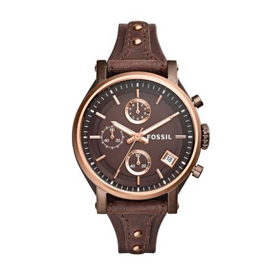 Horlogeband Fossil ES4286 Onderliggend Leder Bruin 18mm