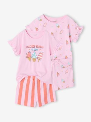 Set van 2 pyjama short met korte mouwen voor meisjes rozen