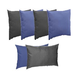 Bank/sier/tuin kussens voor binnen/buiten set 3x indigo blauw/3x antraciet in 2 formaten