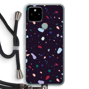 Dark Rounded Terrazzo: Pixel 5 Transparant Hoesje met koord