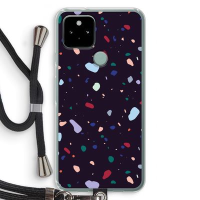 Dark Rounded Terrazzo: Pixel 5 Transparant Hoesje met koord
