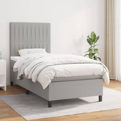Boxspring met matras stof lichtgrijs 90x190 cm
