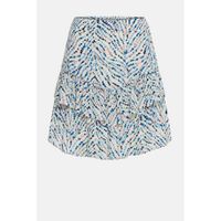 Fabienne Chapot mini rok Lara Solid Skirt met all over print en ruches wit/lichtblauw - thumbnail