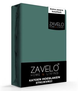 Zavelo Hoeslaken Katoen Strijkvrij Petrol-1-persoons (90x200 cm)