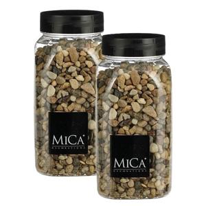 Mica Decoratie/hobby mini korrels/steentjes - 2x - bruin mix - 650 ml - Decoratie materialen