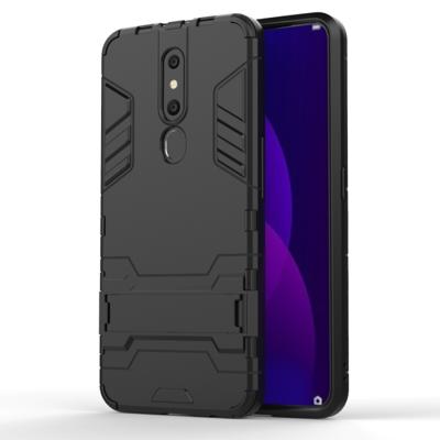 Schokbestendige PC + TPU Case voor OPPO F11 Pro met houder (zwart)