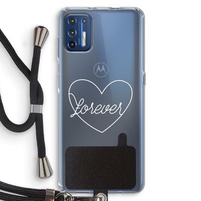 Forever heart pastel: Motorola Moto G9 Plus Transparant Hoesje met koord