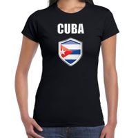 Cuba landen supporter t-shirt met Cubaanse vlag schild zwart dames